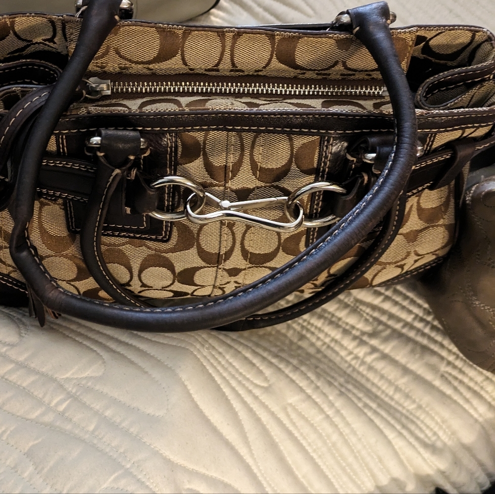 Coach Hamptons Sig Khaki C Chestnut Leather Me